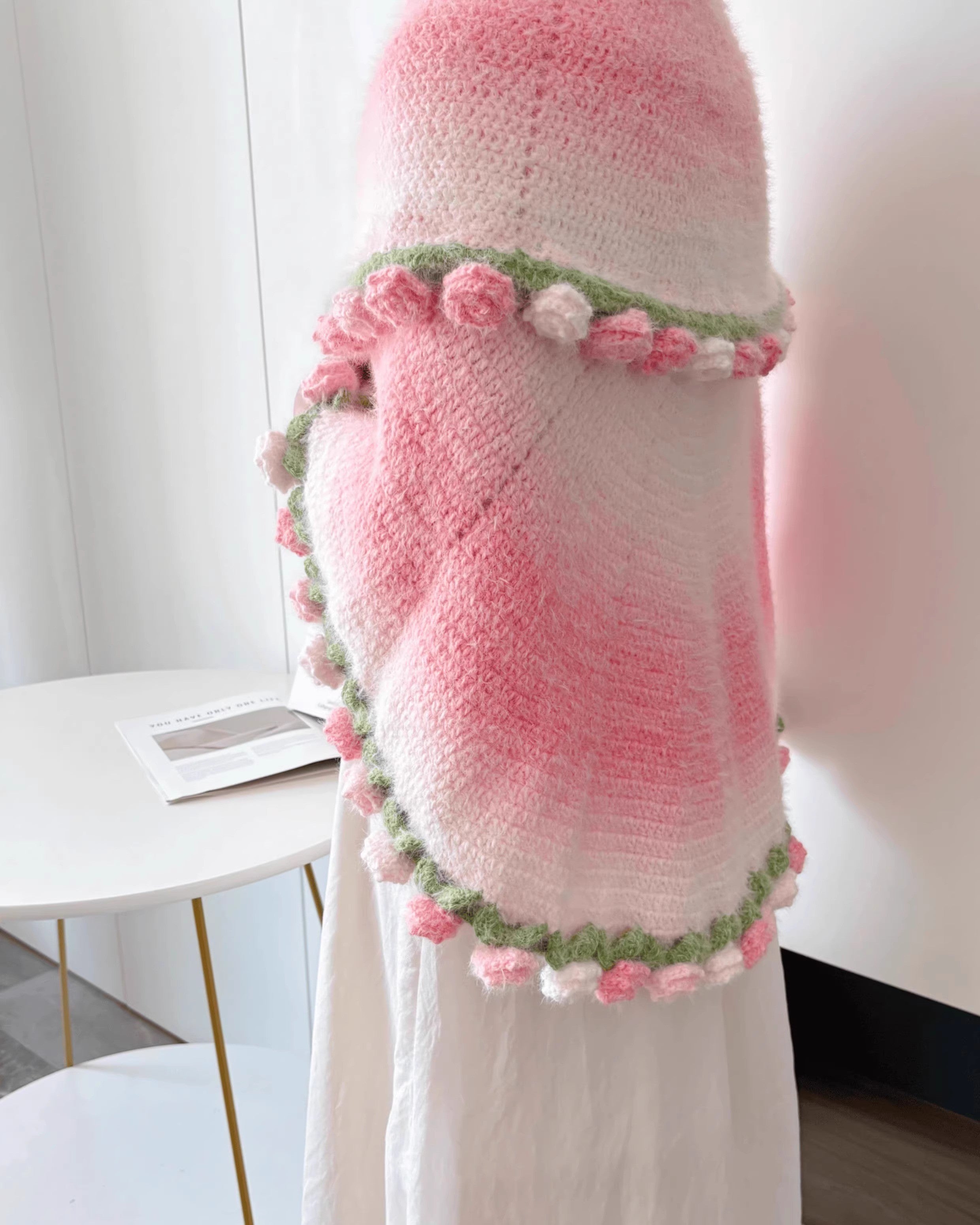 Handmade Crochet Rose Blanket - Fully Crafted Edition