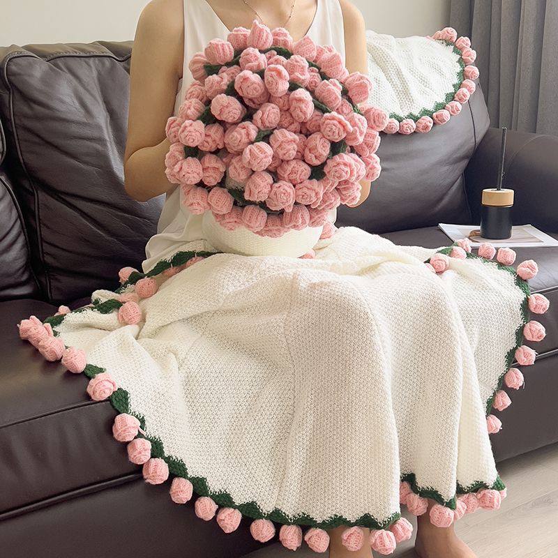 Handmade Crochet Rose Blanket - Fully Crafted Edition