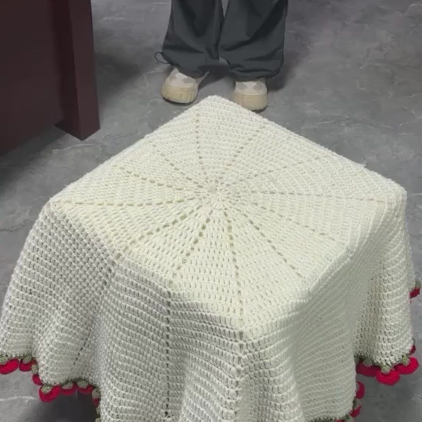 Handmade Crochet Rose Blanket - Fully Crafted Edition